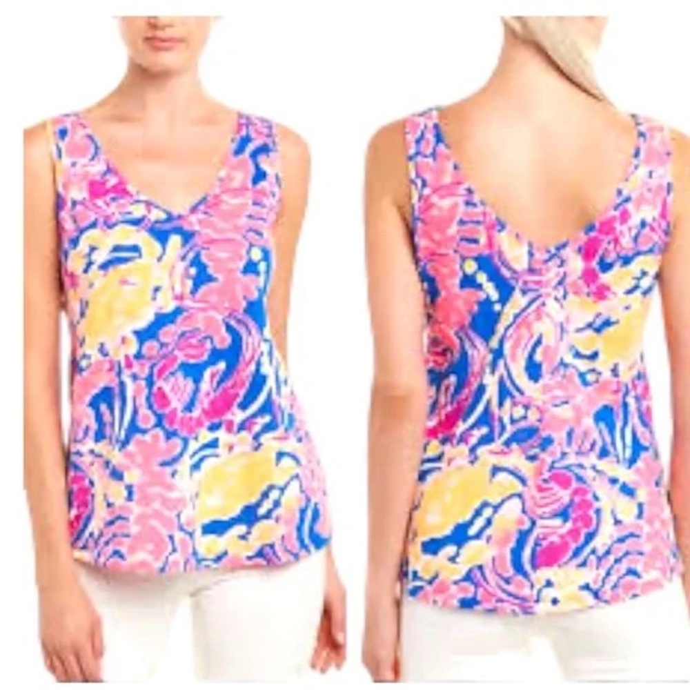 Lilly Pulitzer Pink and Blue Fitted Tank Top